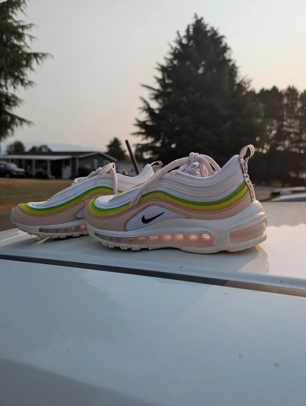 Women's 6.5 Nike Air Max 97 Sneakers - White, Green & Beige